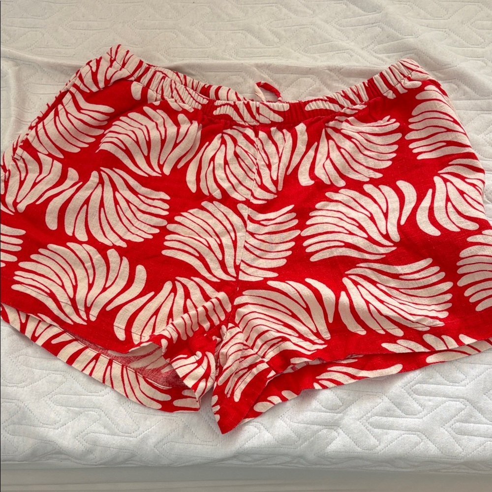 a new day Red and White Palm-Print Athletic Shorts